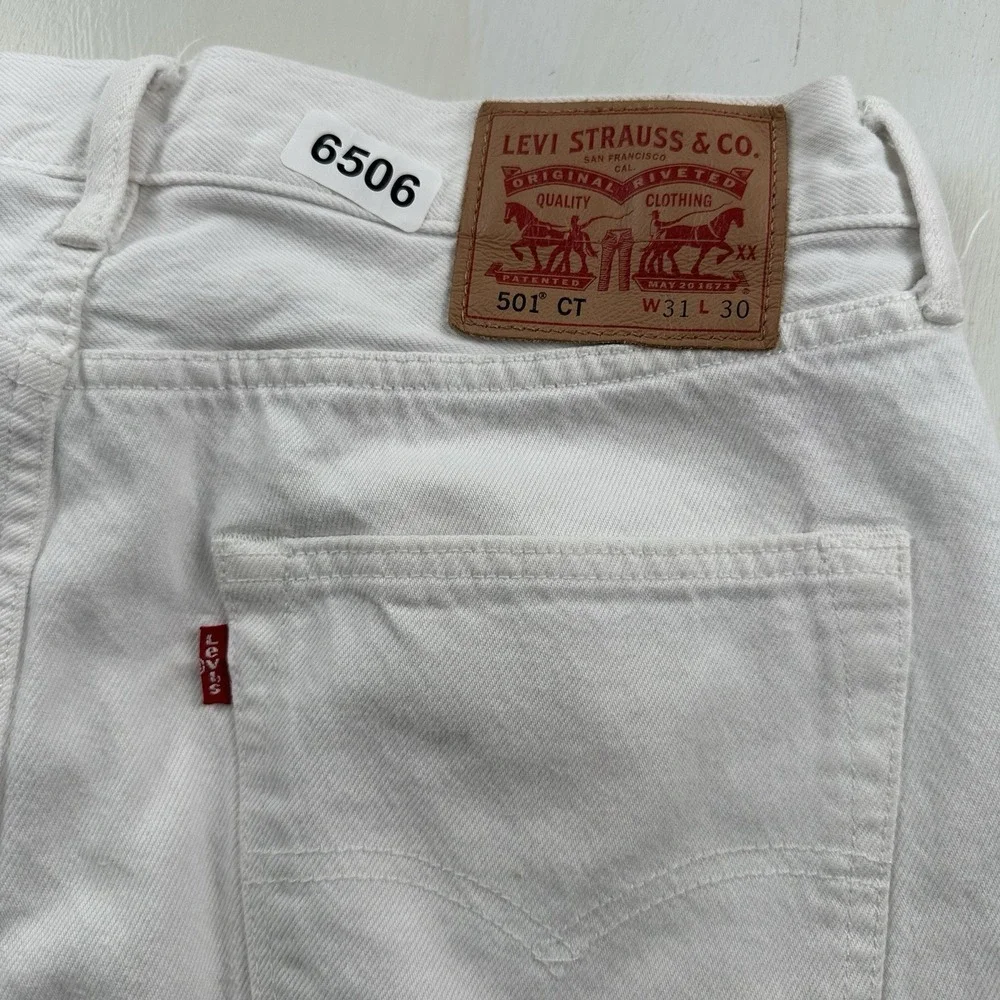 Y2K Levi’s 501 CT Jeans Men’s 31x30 Tapered Slim White 100% Cotton Denim READ